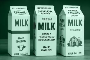 Busta di latte che simboleggiano i cartoni del latte sui quali venivano stampate foto di bambini scomparsi negli USA degli anni '80.