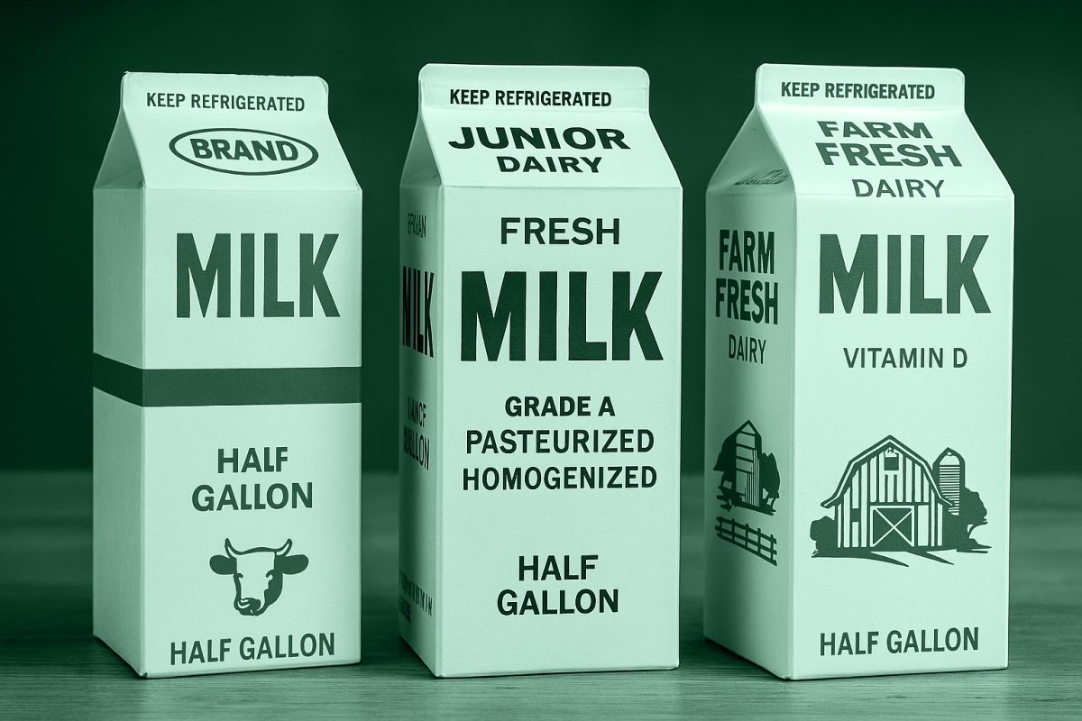 Busta di latte che simboleggiano i cartoni del latte sui quali venivano stampate foto di bambini scomparsi negli USA degli anni '80.